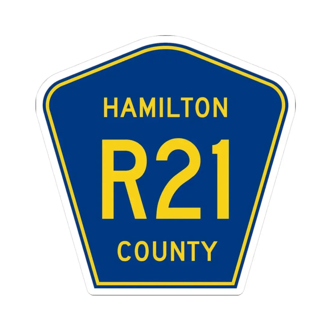 Hamilton County Route R21 IA (Iowa) (Road Sign) STICKER Vinyl Kiss-Cut Decal 3 Inch White - The Sticker Space