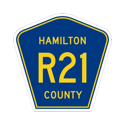 Hamilton County Route R21 IA (Iowa) (Road Sign) STICKER Vinyl Kiss-Cut Decal 6 Inch White - The Sticker Space