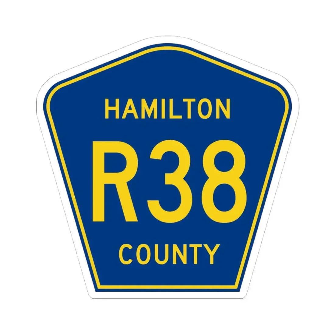 Hamilton County Route R38 IA (Iowa) (Road Sign) STICKER Vinyl Kiss-Cut Decal 4 Inch White - The Sticker Space