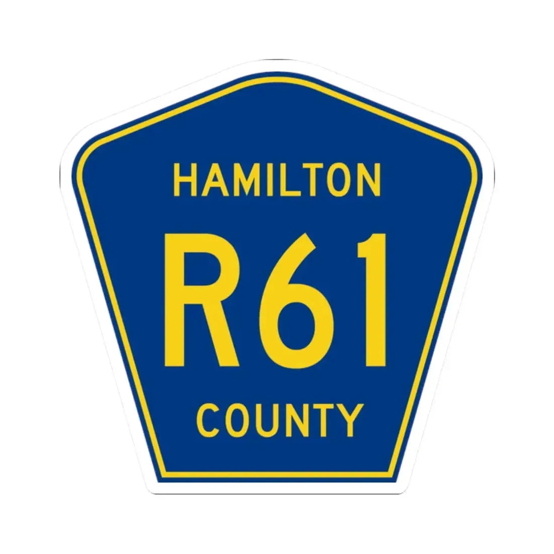 Hamilton County Route R61 IA (Iowa) (Road Sign) STICKER Vinyl Kiss-Cut Decal 2 Inch White - The Sticker Space