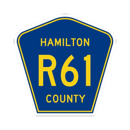 Hamilton County Route R61 IA (Iowa) (Road Sign) STICKER Vinyl Kiss-Cut Decal 2 Inch White - The Sticker Space