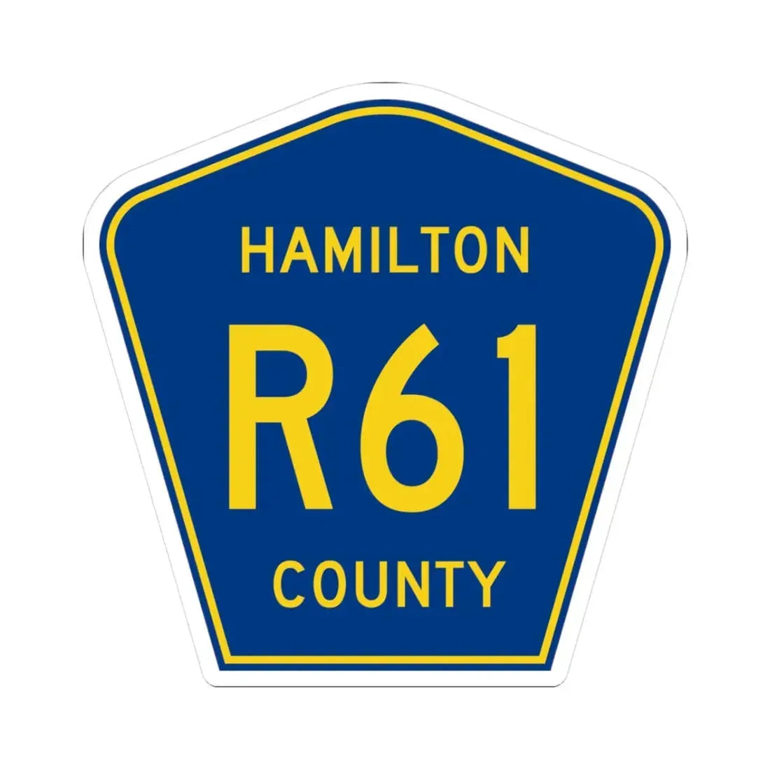 Hamilton County Route R61 IA (Iowa) (Road Sign) STICKER Vinyl Kiss-Cut Decal 3 Inch White - The Sticker Space