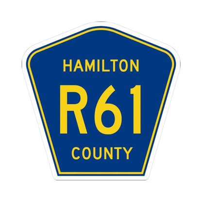 Hamilton County Route R61 IA (Iowa) (Road Sign) STICKER Vinyl Kiss-Cut Decal 3 Inch White - The Sticker Space