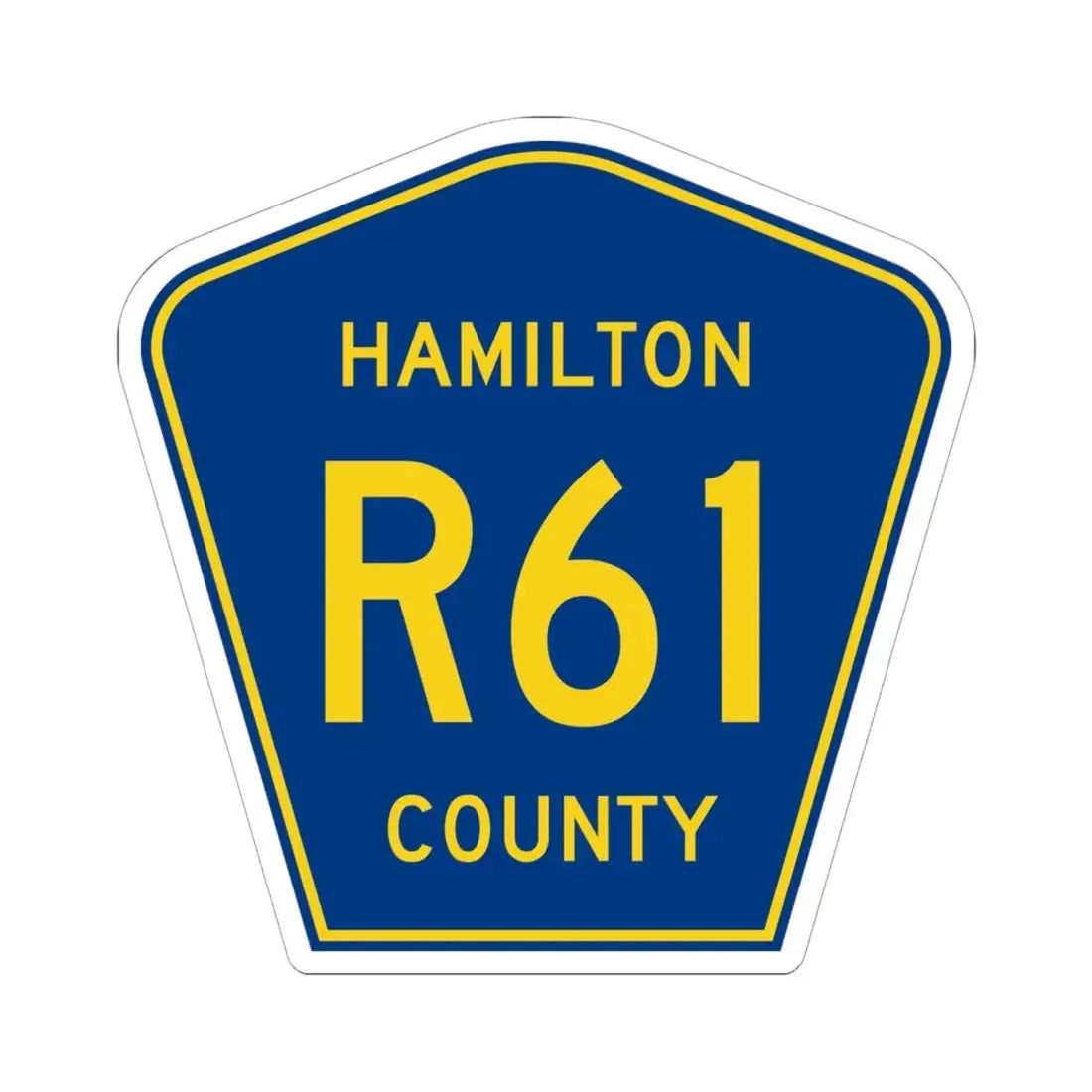 Hamilton County Route R61 IA (Iowa) (Road Sign) STICKER Vinyl Kiss-Cut Decal 6 Inch White - The Sticker Space