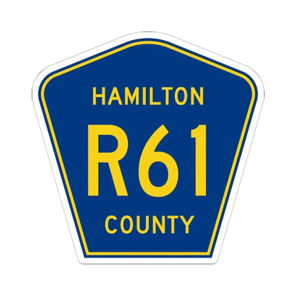 Hamilton County Route R61 IA (Iowa) (Road Sign) STICKER Vinyl Kiss-Cut Decal 6 Inch White - The Sticker Space