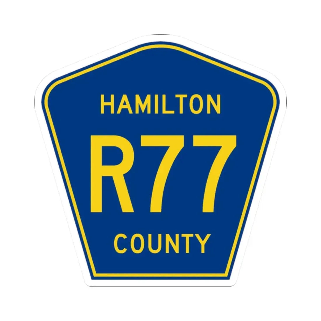 Hamilton County Route R77 IA (Iowa) (Road Sign) STICKER Vinyl Kiss-Cut Decal 2 Inch White - The Sticker Space