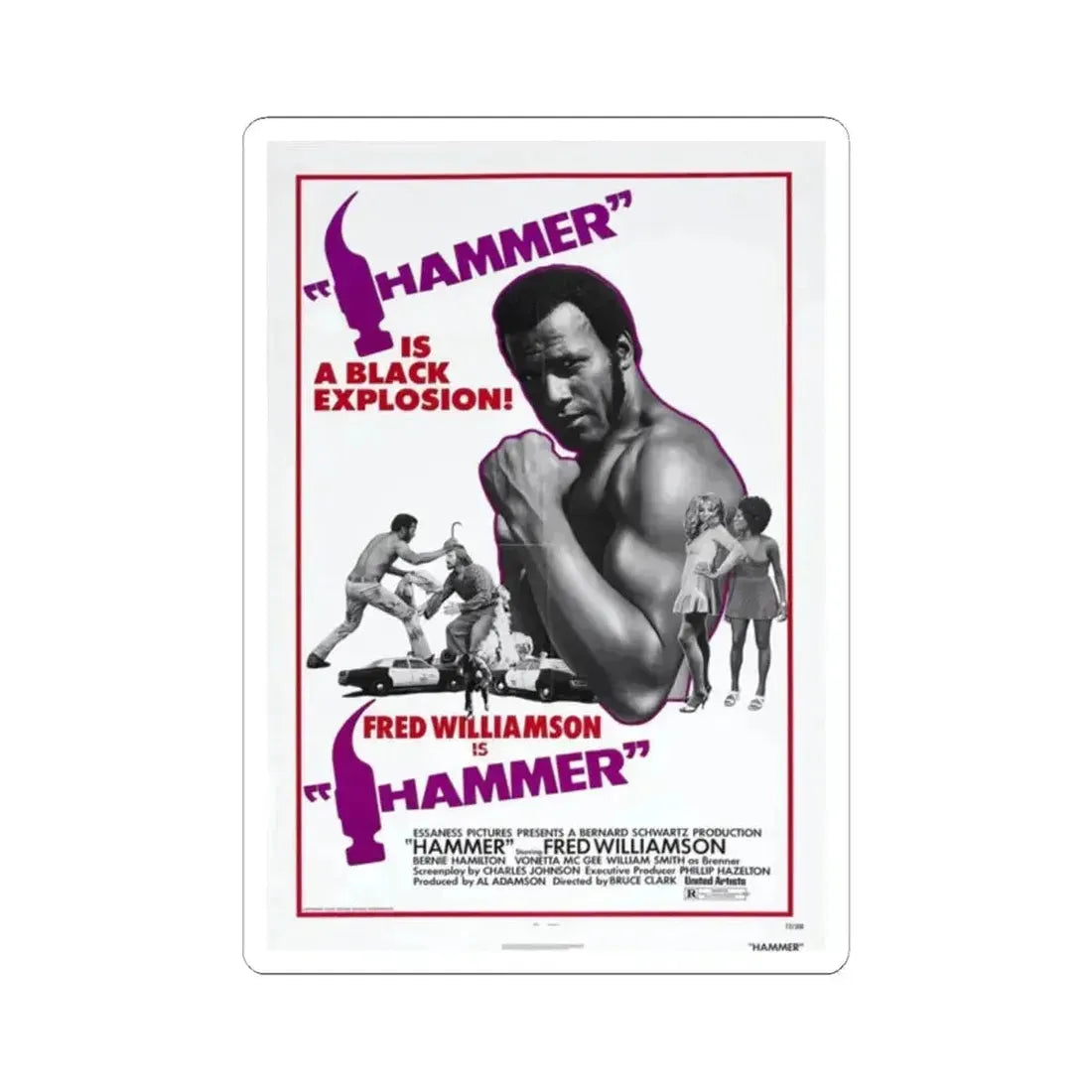 HAMMER 1972 Movie Poster - STICKER Vinyl Kiss-Cut Decal 2 Inch White - The Sticker Space