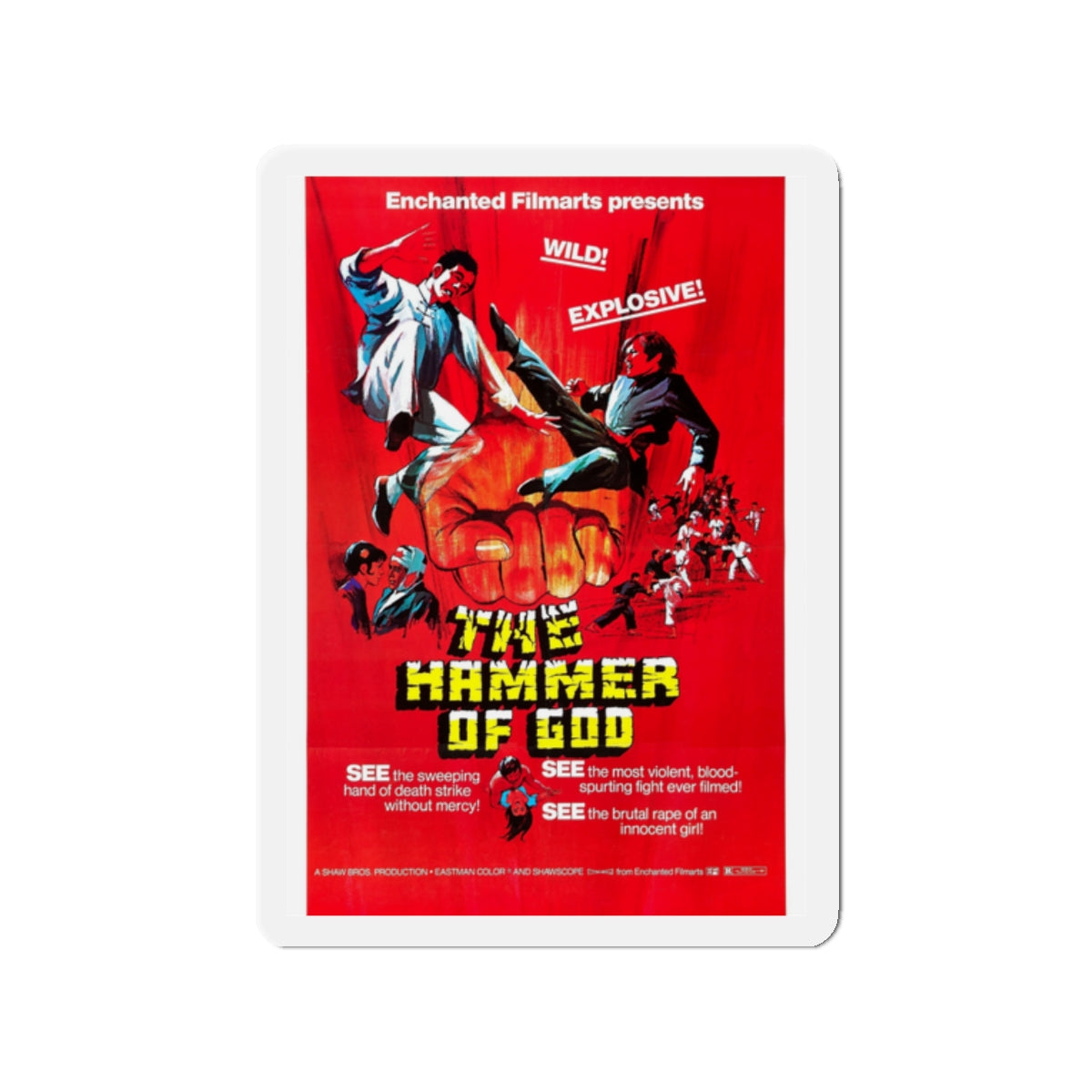 HAMMER OF GOD 1970 Movie Poster - Die-Cut Magnet-2" x 2"-The Sticker Space