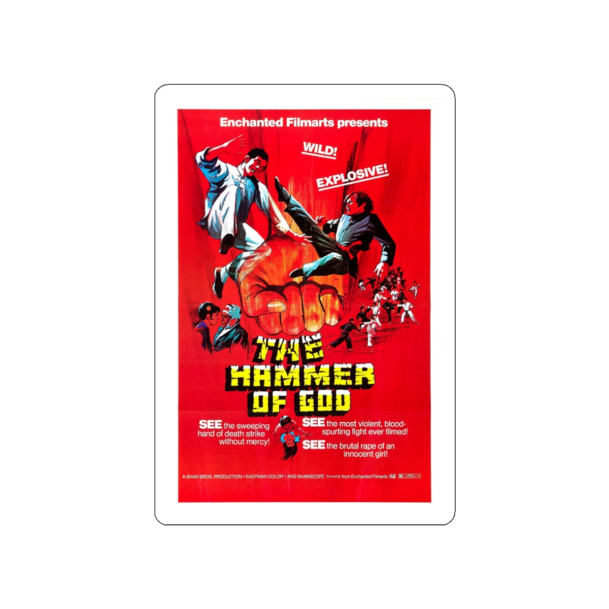 HAMMER OF GOD 1970 Movie Poster STICKER Vinyl Die-Cut Decal-2 Inch-The Sticker Space