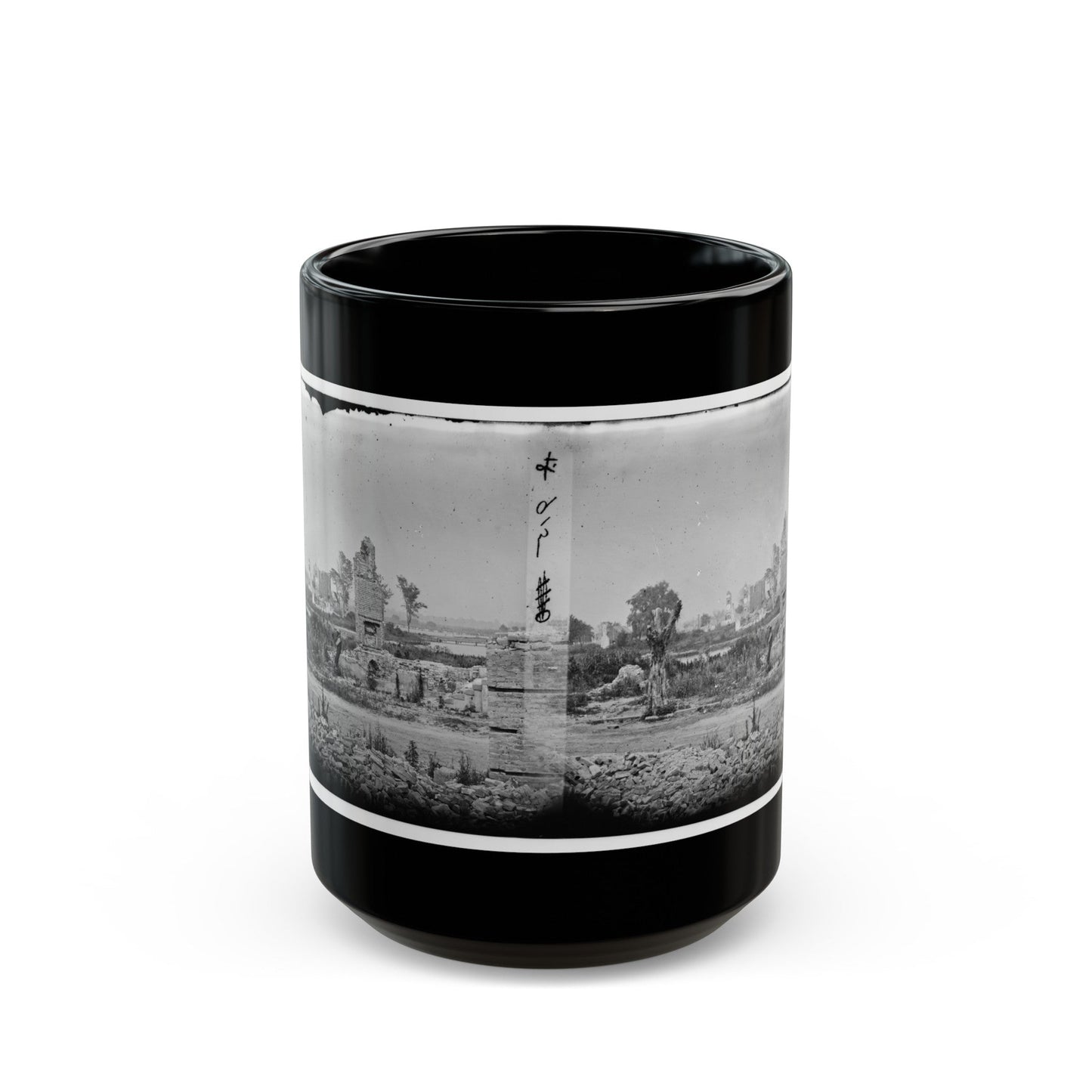 Hampton, Va. Brick Chimneys, Etc., Of Burned Houses (U.S. Civil War) Black Coffee Mug-15oz-The Sticker Space