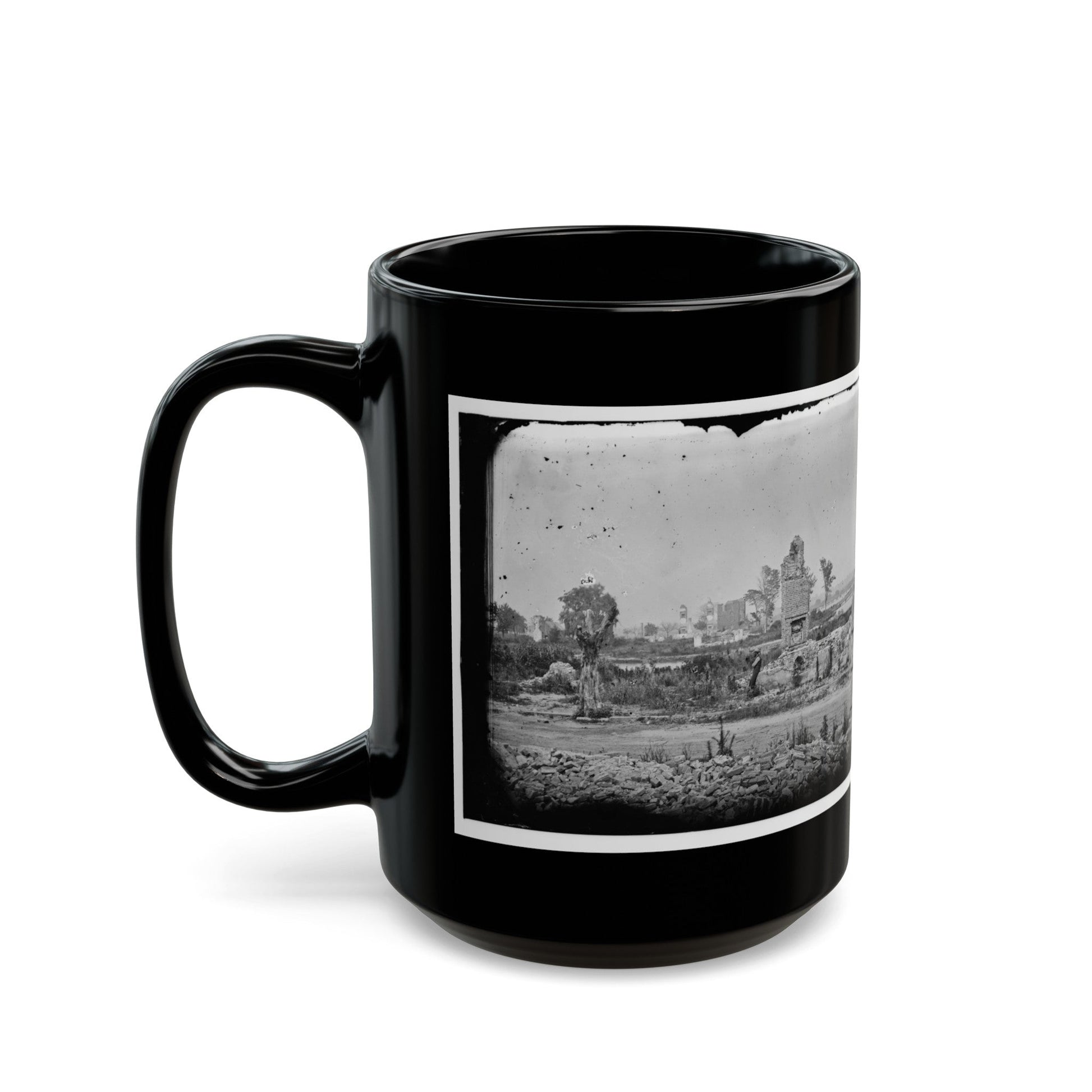 Hampton, Va. Brick Chimneys, Etc., Of Burned Houses (U.S. Civil War) Black Coffee Mug-The Sticker Space