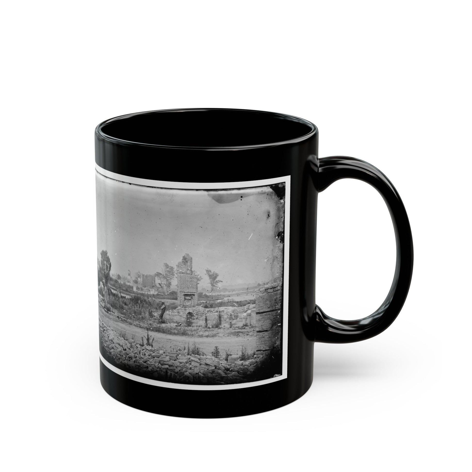 Hampton, Va. Brick Chimneys, Etc., Of Burned Houses (U.S. Civil War) Black Coffee Mug-The Sticker Space