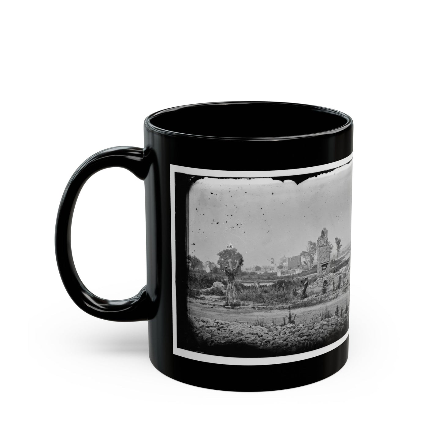 Hampton, Va. Brick Chimneys, Etc., Of Burned Houses (U.S. Civil War) Black Coffee Mug-The Sticker Space