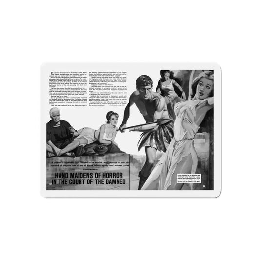 Hand Maidens of Horror in the Court of the Damned, World of Men (Magazine Illustration) Refrigerator Magnet 6 Inch Die-Cut - The Sticker Space