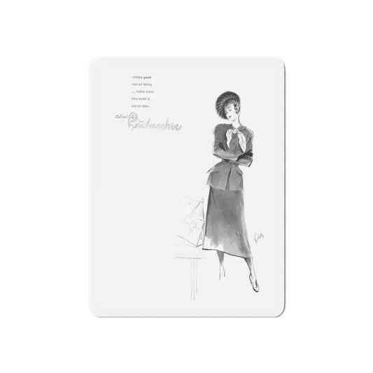 Handmachers fashion illustration (1), 1948 (Magazine Illustration) Refrigerator Magnet 6 Inch Die-Cut - The Sticker Space