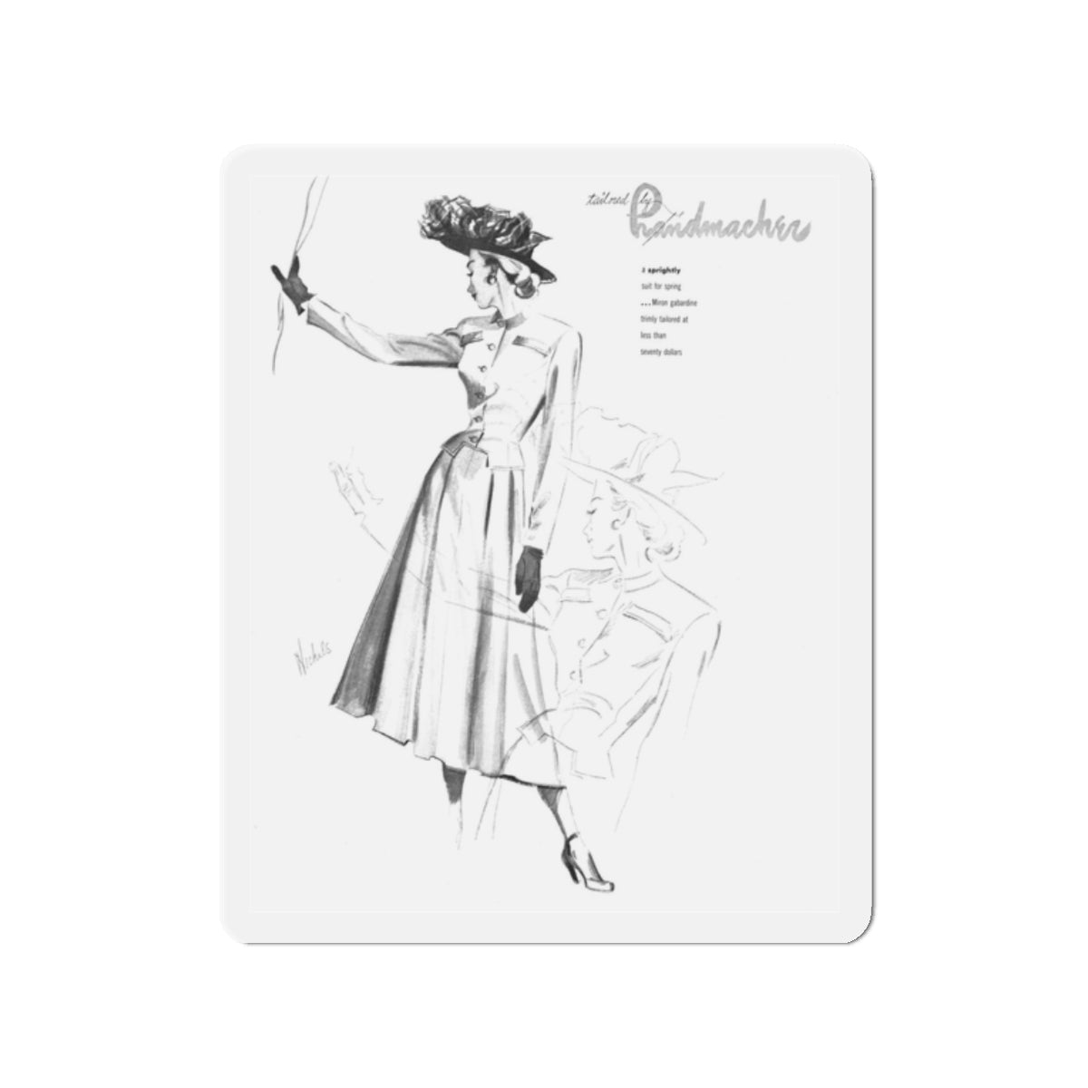 Handmachers fashion illustration (2), 1948 (Magazine Illustration) Refrigerator Magnet