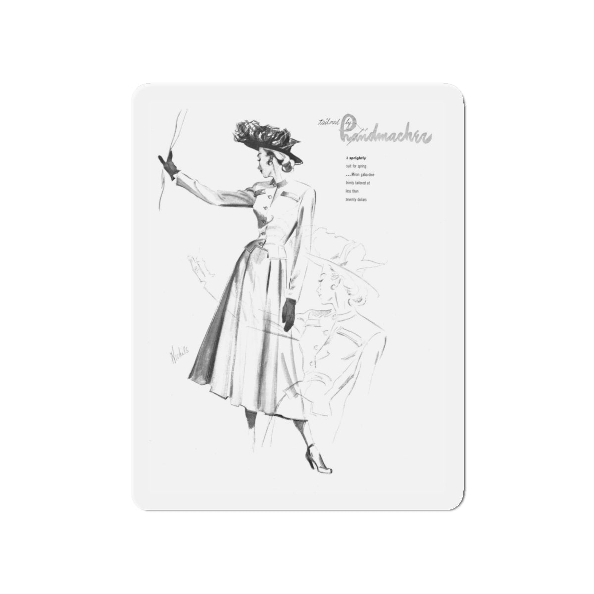 Handmachers fashion illustration (2), 1948 (Magazine Illustration) Refrigerator Magnet