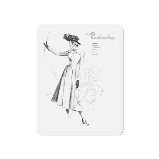 Handmachers fashion illustration (2), 1948 (Magazine Illustration) Refrigerator Magnet 6 Inch Die-Cut - The Sticker Space