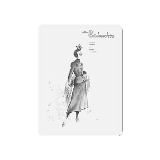 Handmachers fashion illustration (3), 1948 (Magazine Illustration) Refrigerator Magnet 6 Inch Die-Cut - The Sticker Space