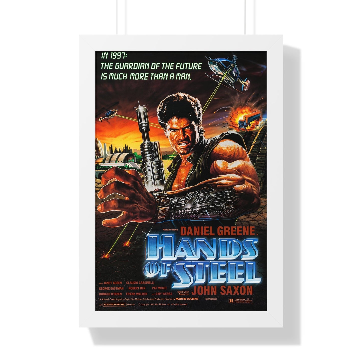 HANDS OF STEEL 1986 - Framed Movie Poster-16″ x 24″-The Sticker Space