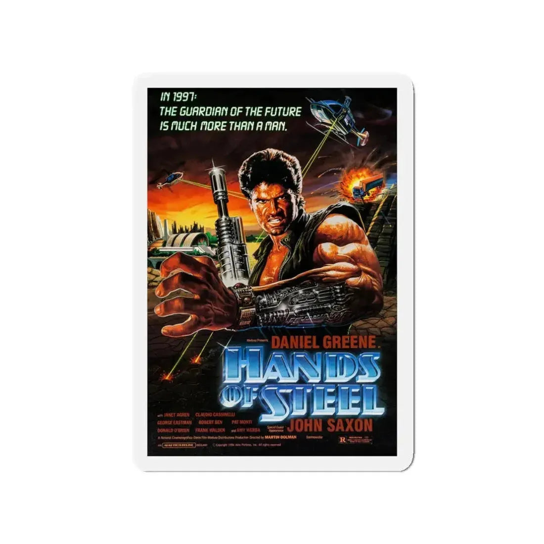 HANDS OF STEEL 1986 Movie Poster - Refrigerator Magnet 3 Inch - The Sticker Space