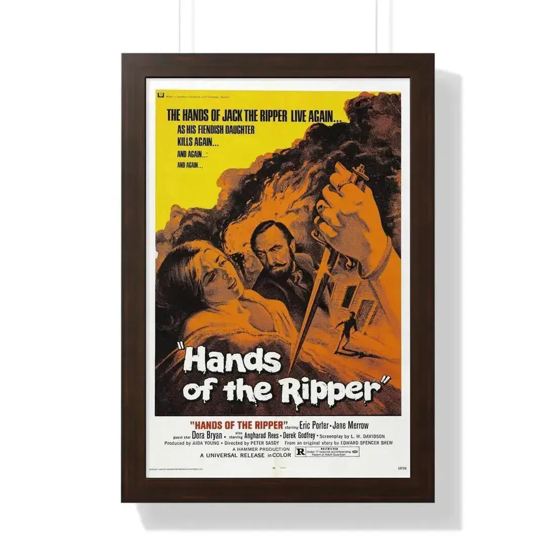 HANDS OF THE RIPPER 1971 - Framed Movie Poster 16″ x 24″ Walnut - The Sticker Space