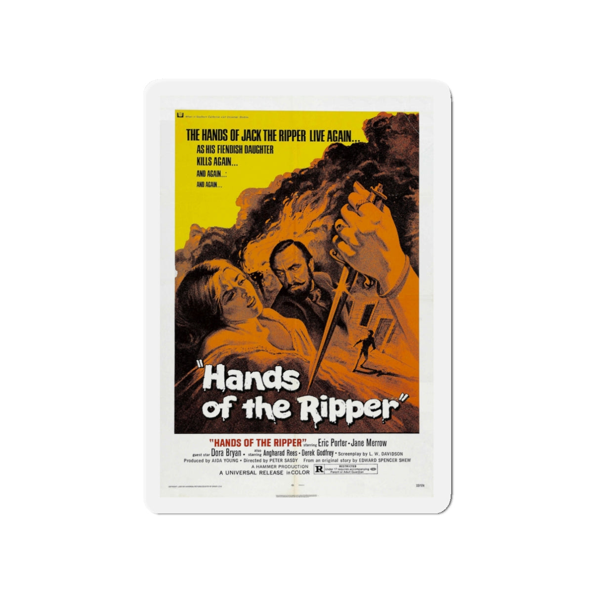 HANDS OF THE RIPPER 1971 Movie Poster - Die-Cut Magnet-3" x 3"-The Sticker Space