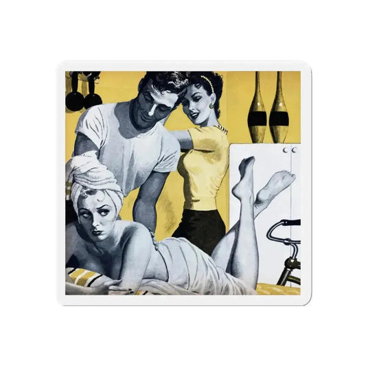 Handsome and the Body Beautiful, Cavalier, May 1958 (Magazine Illustration) Refrigerator Magnet 6 Inch Die-Cut - The Sticker Space