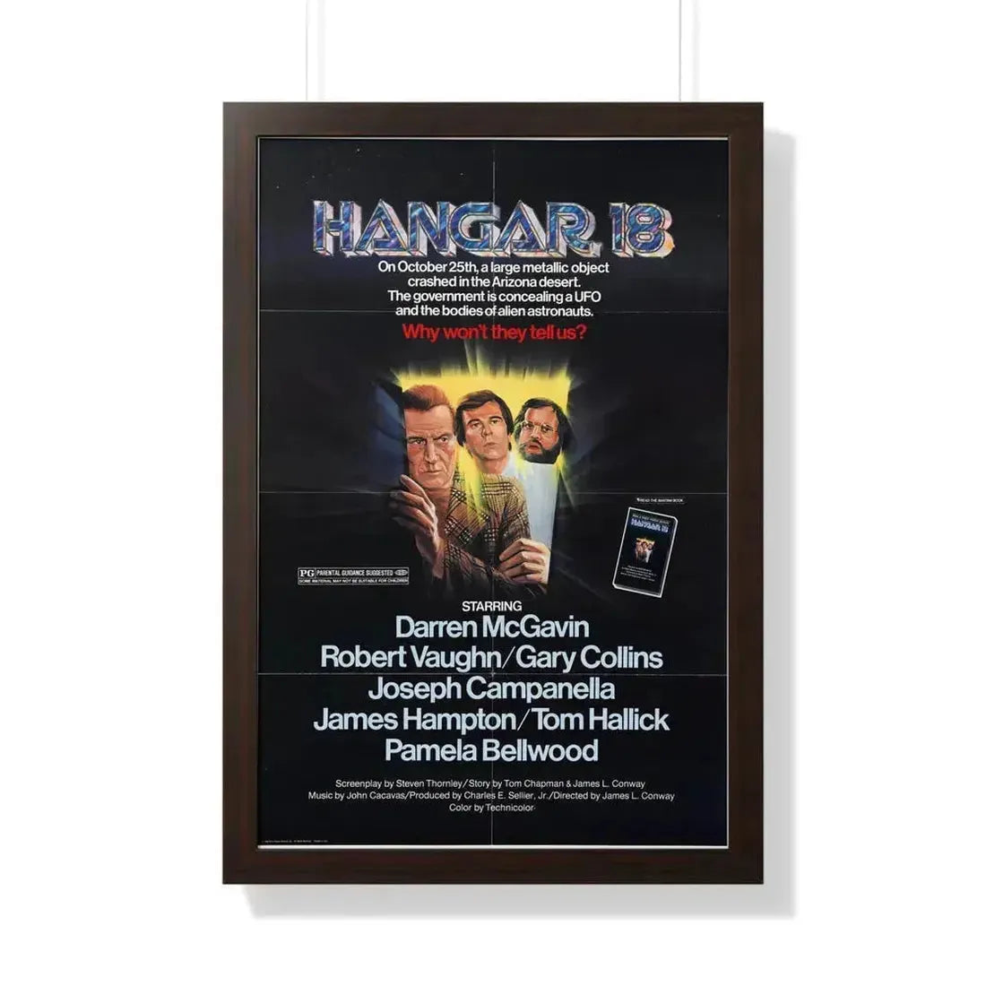 HANGAR 18 1980 - Framed Movie Poster 20" x 30" Walnut - The Sticker Space