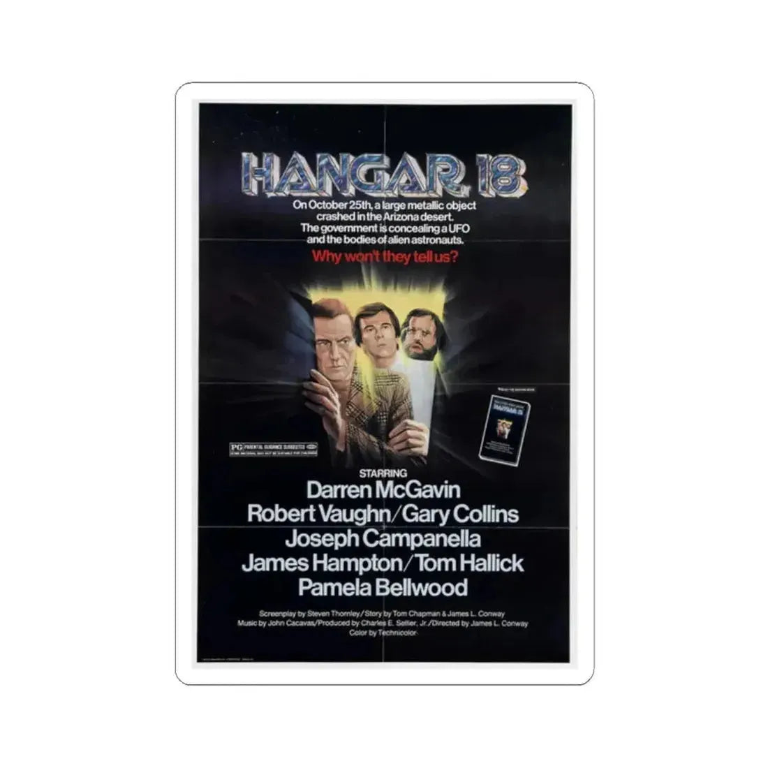 Hangar 18 1980 Movie Poster - STICKER Vinyl Kiss-Cut Decal 2 Inch White - The Sticker Space