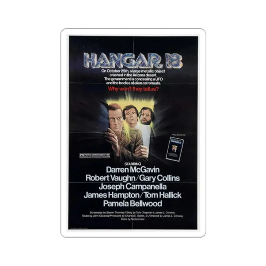 Hangar 18 1980 Movie Poster - STICKER Vinyl Kiss-Cut Decal 2 Inch White - The Sticker Space