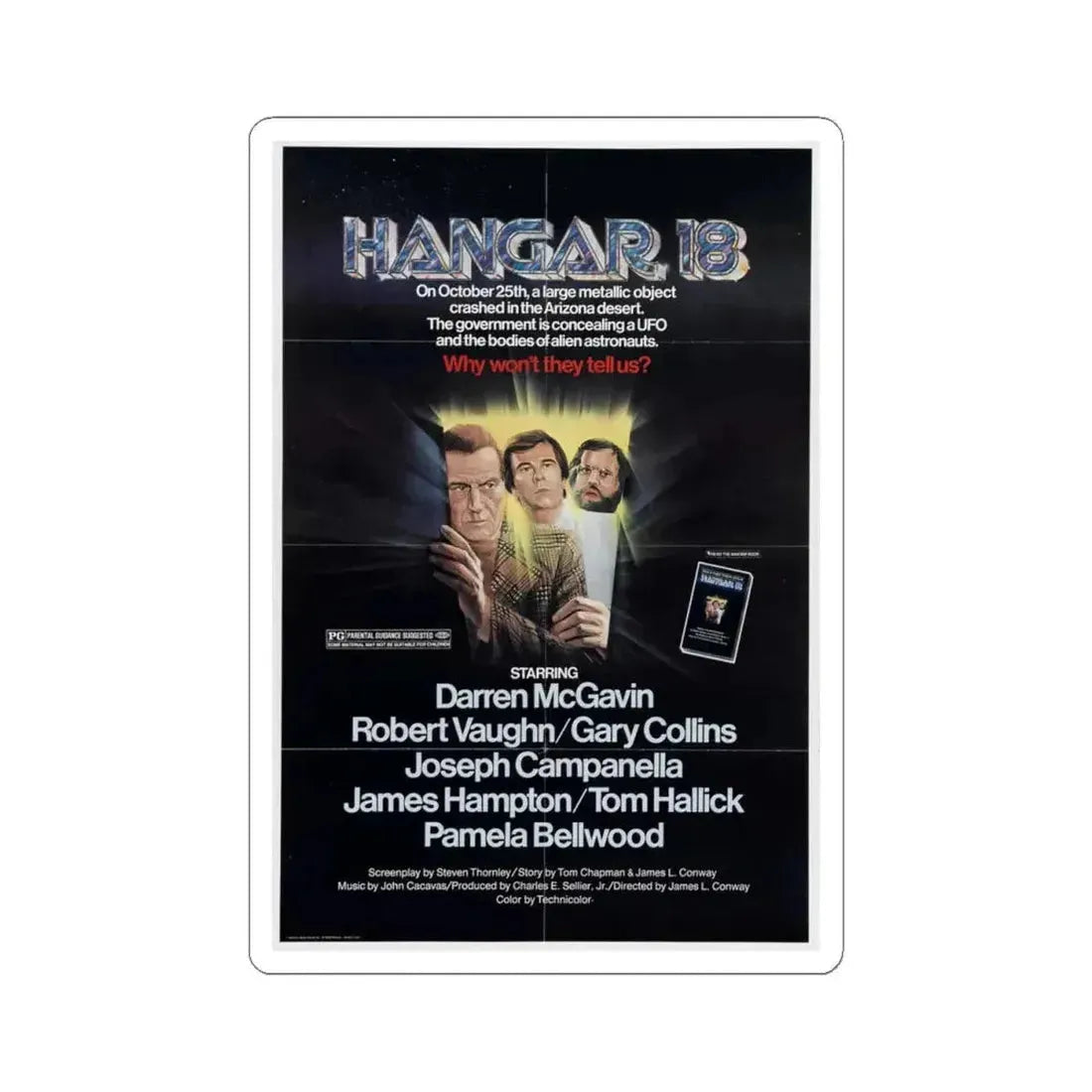 Hangar 18 1980 Movie Poster - STICKER Vinyl Kiss-Cut Decal 4 Inch White - The Sticker Space