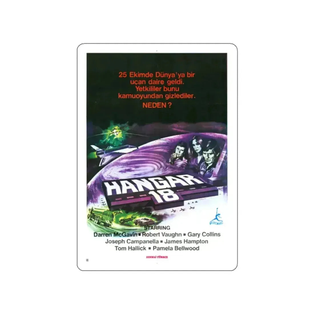 HANGAR 18 (TURKISH) 1980 Movie Poster STICKER Vinyl Die-Cut Decal - The Sticker Space