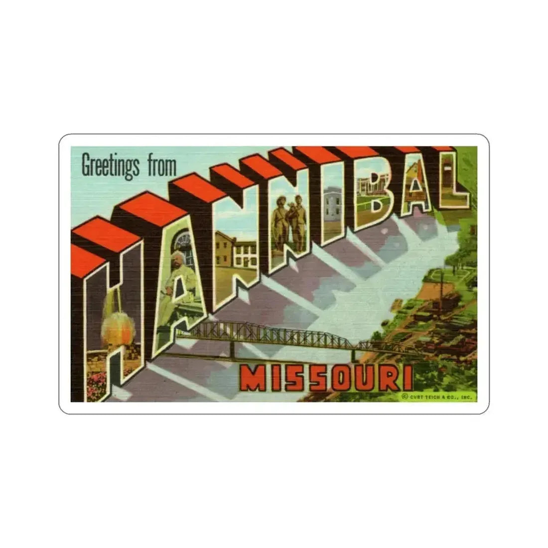 Hannibal Missouri (Greeting Cards) STICKER Vinyl Die-Cut Decal 4 Inch - The Sticker Space