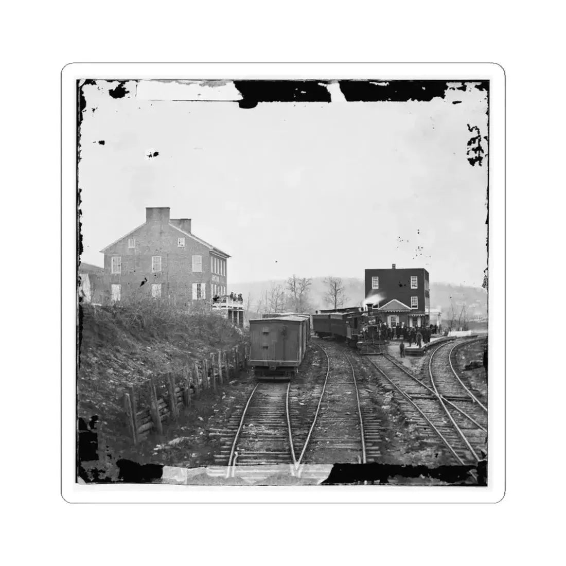 Hanover Junction, Pa. Passenger Train at Depot (U.S. Civil War) STICKER Vinyl Kiss-Cut Decal 6 Inch White - The Sticker Space