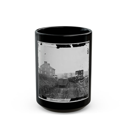 Hanover Junction, Pa. Passenger Train At Depot (U.S. Civil War) Black Coffee Mug-15oz-The Sticker Space