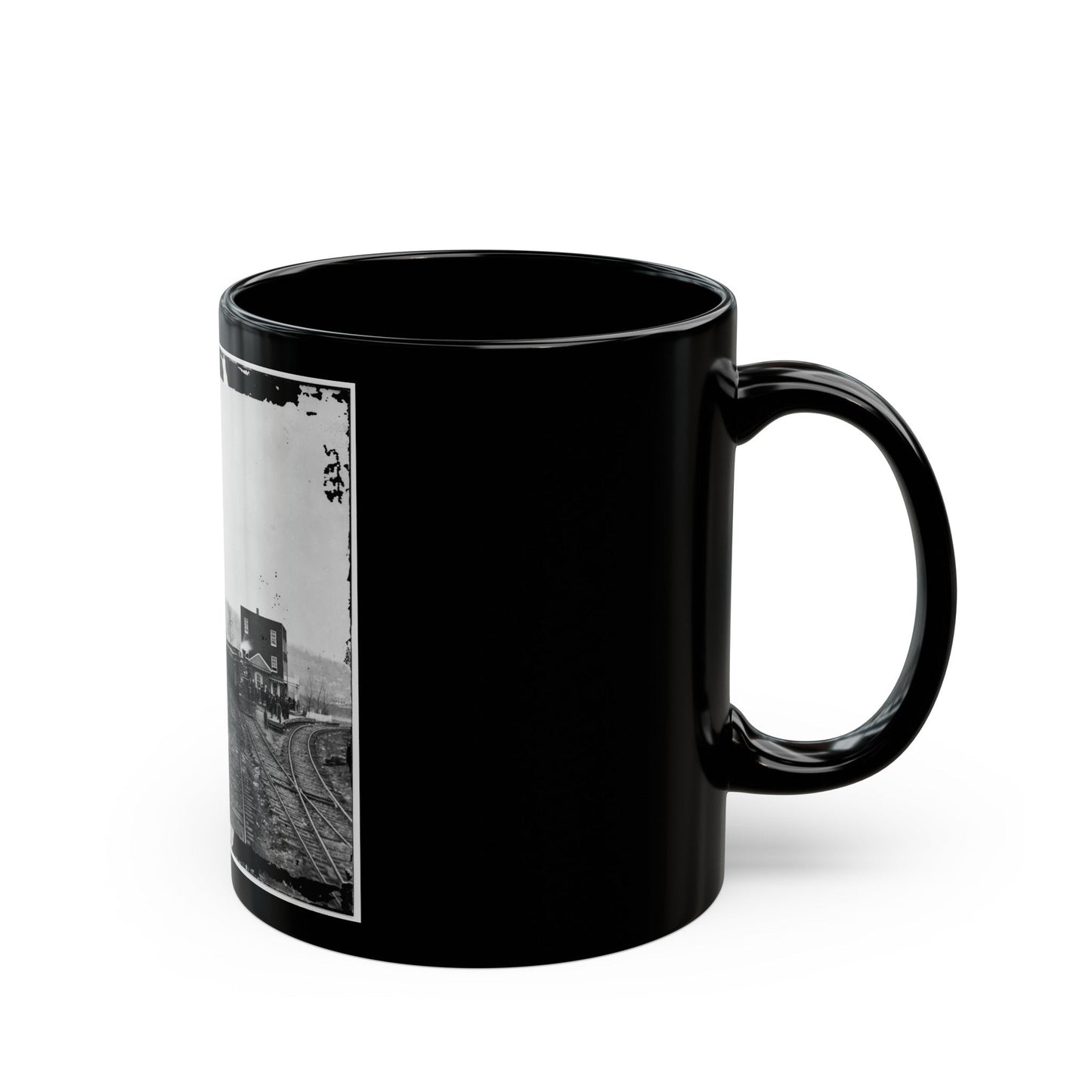 Hanover Junction, Pa. Passenger Train At Depot (U.S. Civil War) Black Coffee Mug-The Sticker Space