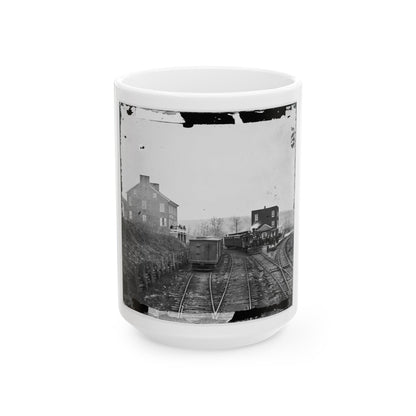 Hanover Junction, Pa. Passenger Train At Depot (U.S. Civil War) White Coffee Mug-15oz-The Sticker Space