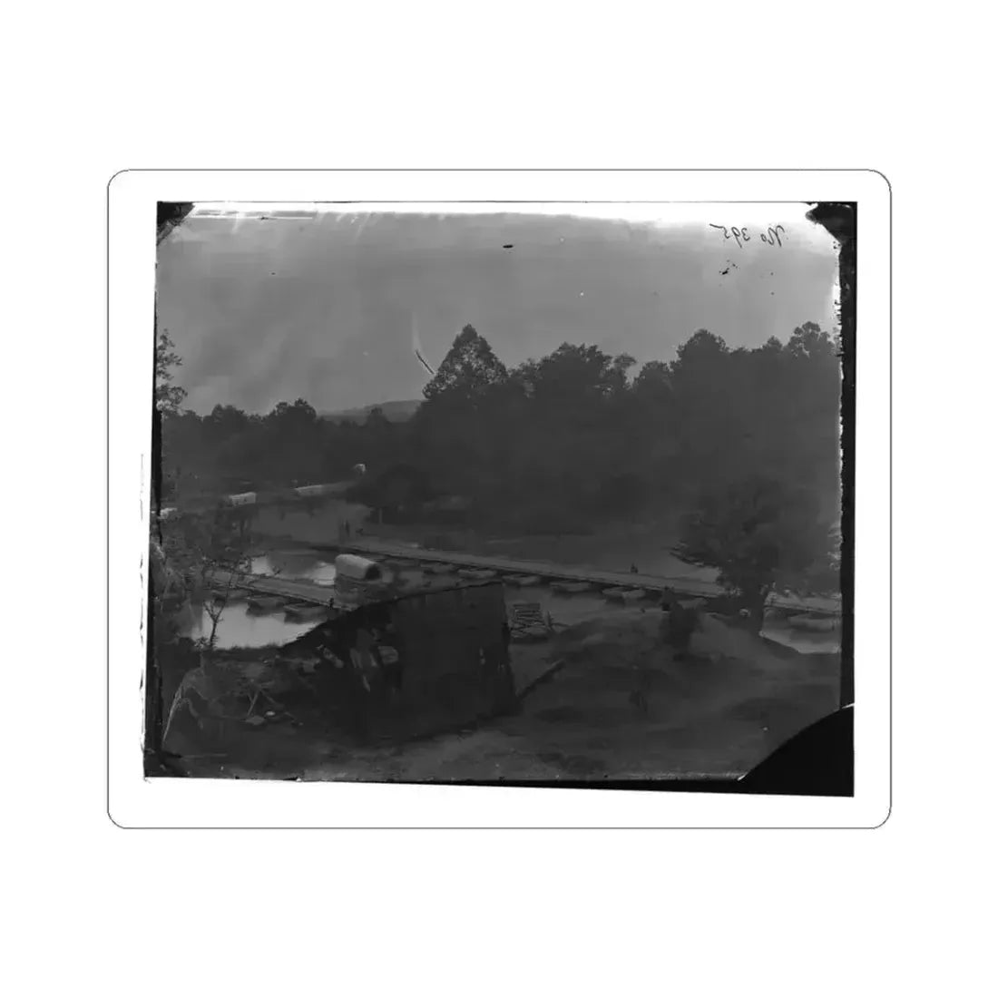 Hanovertown Ferry, Va.  Pontoon Bridges Across the Pamunkey, With Wagons (U.S. Civil War) STICKER Vinyl Kiss-Cut Decal 3 Inch White - The Sticker Space