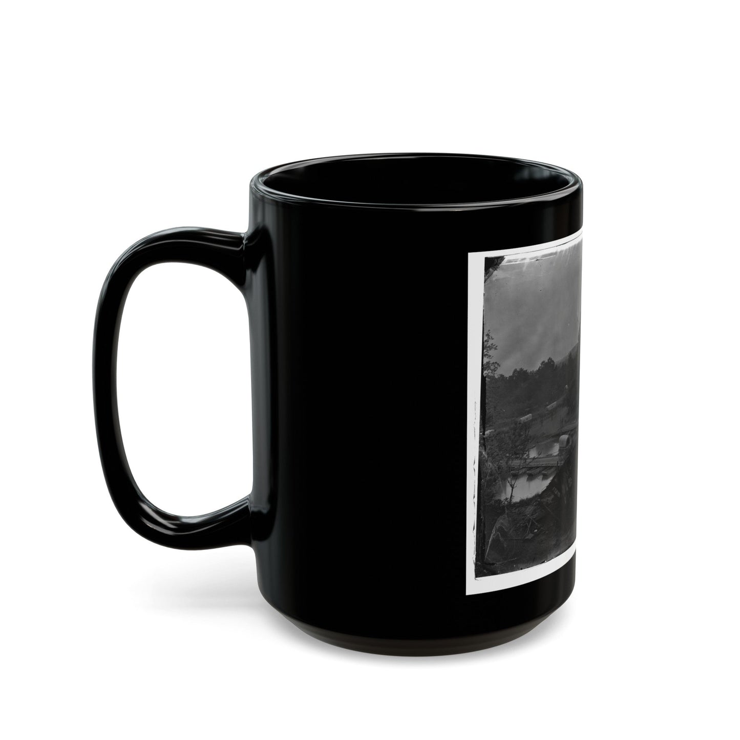 Hanovertown Ferry, Va. Pontoon Bridges Across The Pamunkey, With Wagons (U.S. Civil War) Black Coffee Mug-The Sticker Space