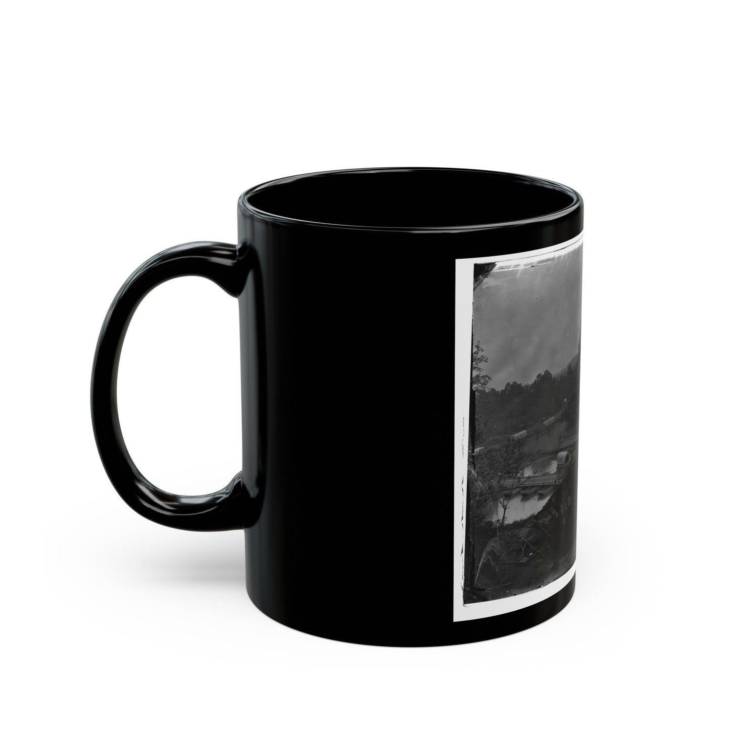 Hanovertown Ferry, Va. Pontoon Bridges Across The Pamunkey, With Wagons (U.S. Civil War) Black Coffee Mug-The Sticker Space