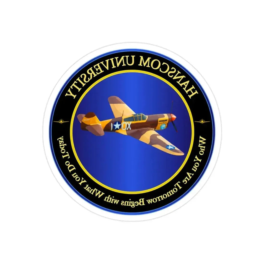 Hanscom University (U.S. Air Force) REVERSE PRINT Transparent Die-Cut STICKER 2 Inch Die-Cut Transparent - The Sticker Space