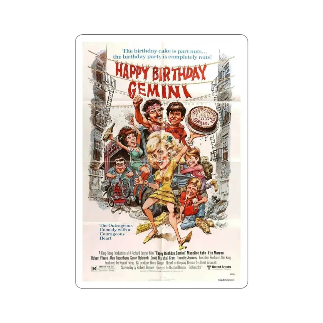 Happy Birthday, Gemini 1980 Movie Poster STICKER Vinyl Die-Cut Decal 4 Inch - The Sticker Space