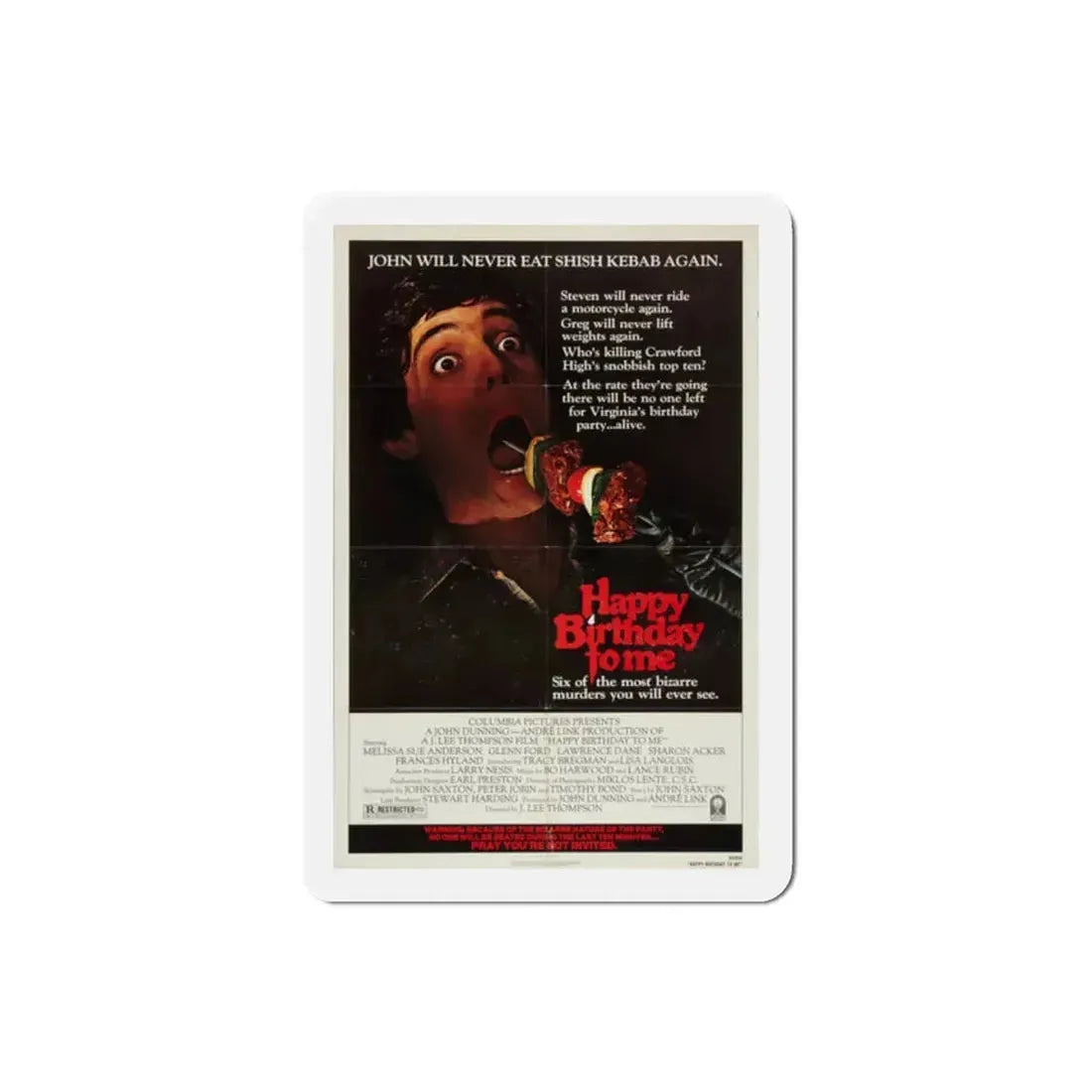 Happy Birthday to Me 1981 Movie Poster Refrigerator Magnet 2 Inch - The Sticker Space