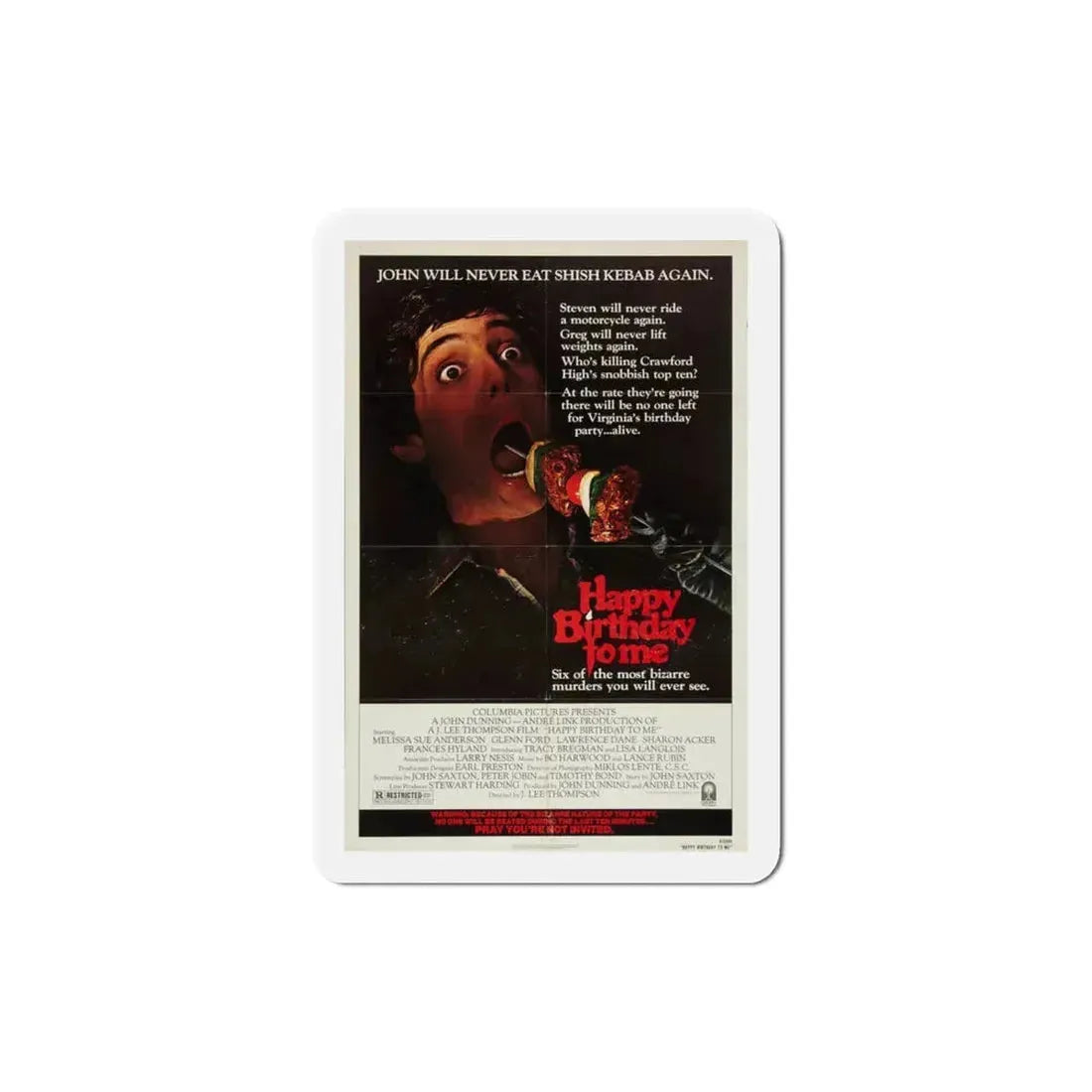 Happy Birthday to Me 1981 Movie Poster Refrigerator Magnet 3 Inch - The Sticker Space