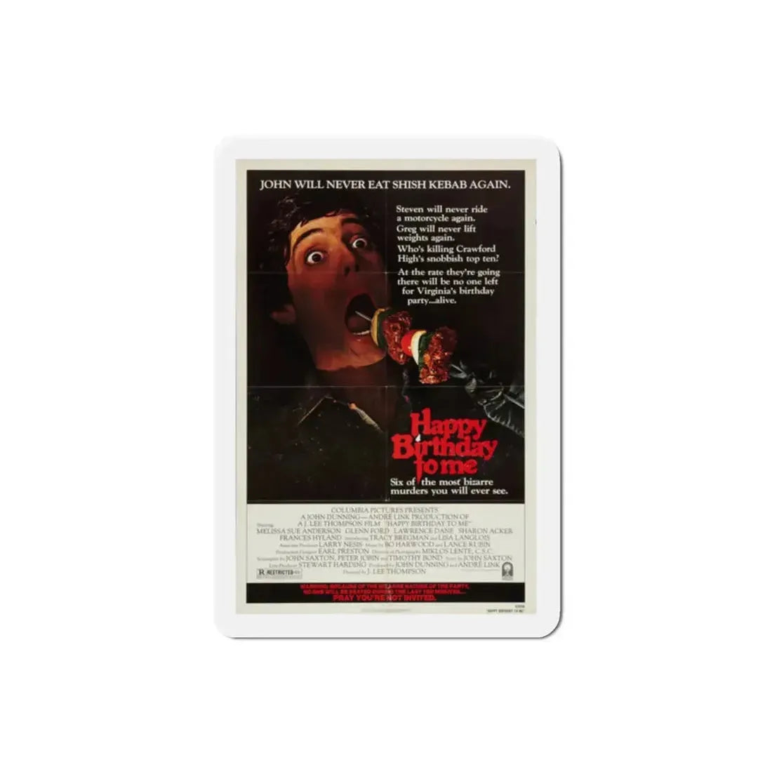 Happy Birthday to Me 1981 Movie Poster Refrigerator Magnet - The Sticker Space