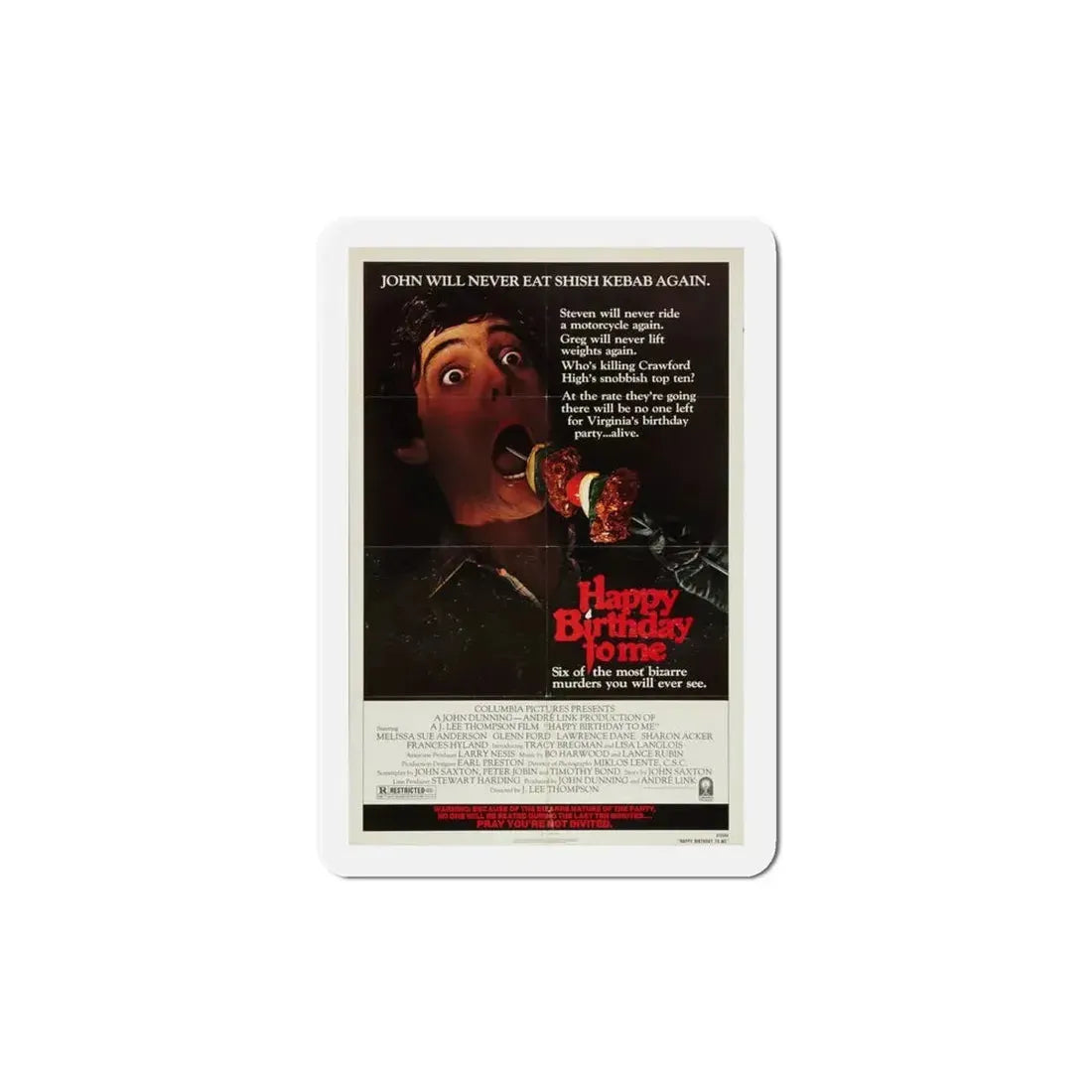 Happy Birthday to Me 1981 Movie Poster Refrigerator Magnet - The Sticker Space