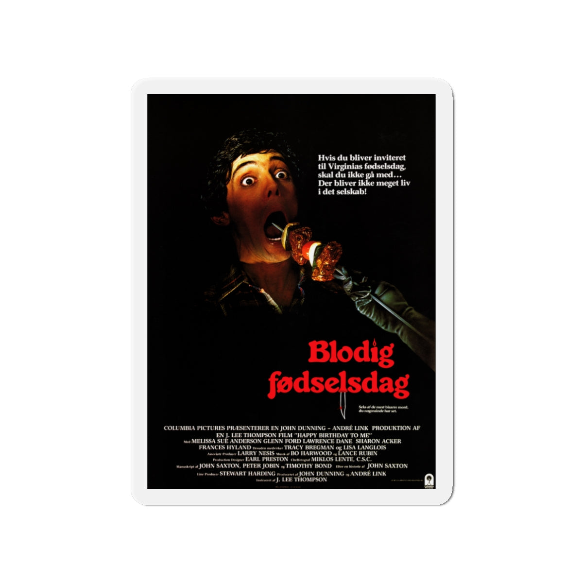 HAPPY BIRTHDAY TO ME (DANISH) 1981 Movie Poster - Die-Cut Magnet-3" x 3"-The Sticker Space