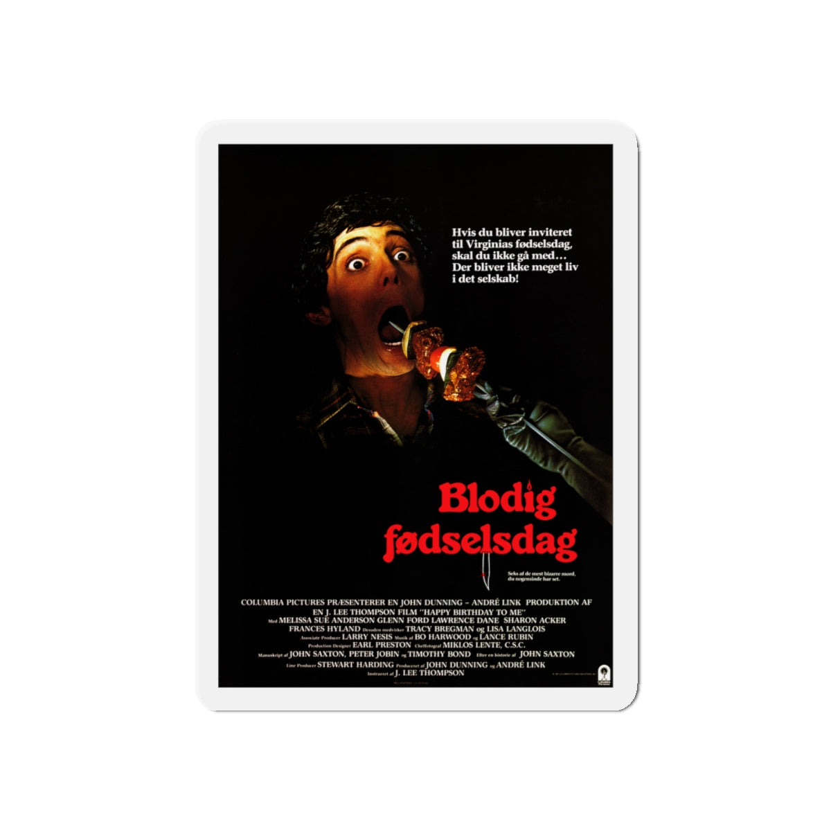 HAPPY BIRTHDAY TO ME (DANISH) 1981 Movie Poster - Die-Cut Magnet-5" x 5"-The Sticker Space