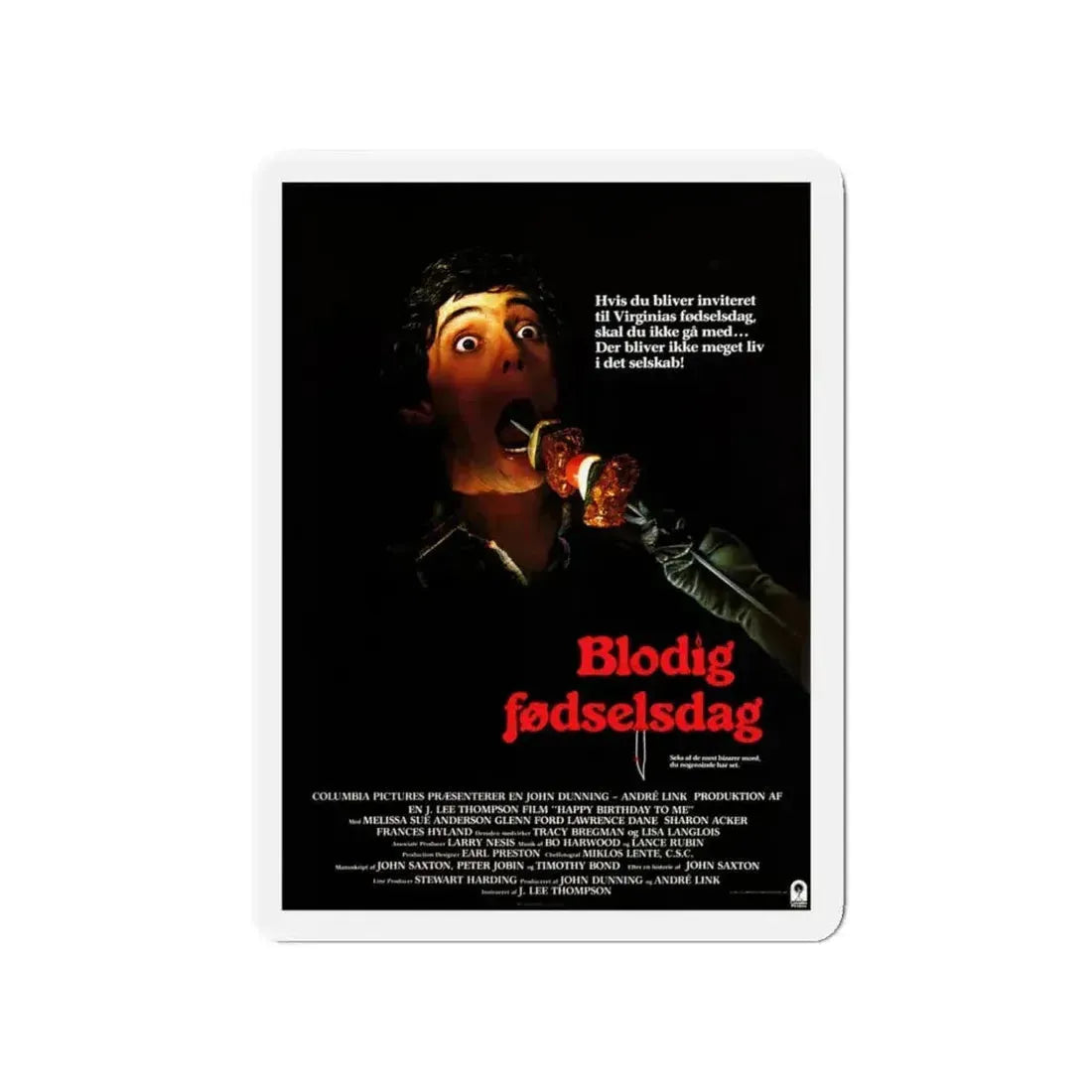 HAPPY BIRTHDAY TO ME (DANISH) 1981 Movie Poster - Refrigerator Magnet - The Sticker Space